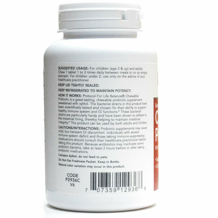 Protocol for Life Balance Chewable Probiotic-4 90 chewables label information panel