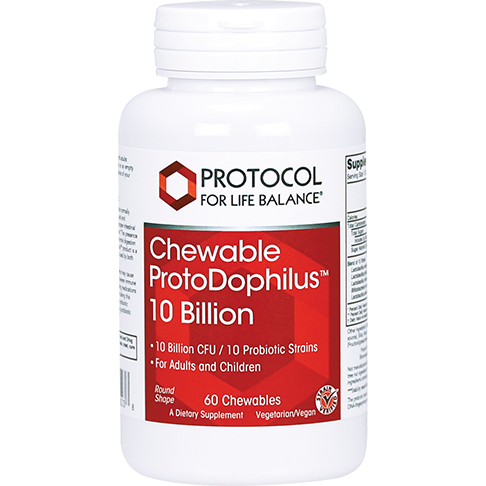 Protocol for Life Balance Chewable ProtoDophilus 10 Billion, 60 chewables, front of bottle