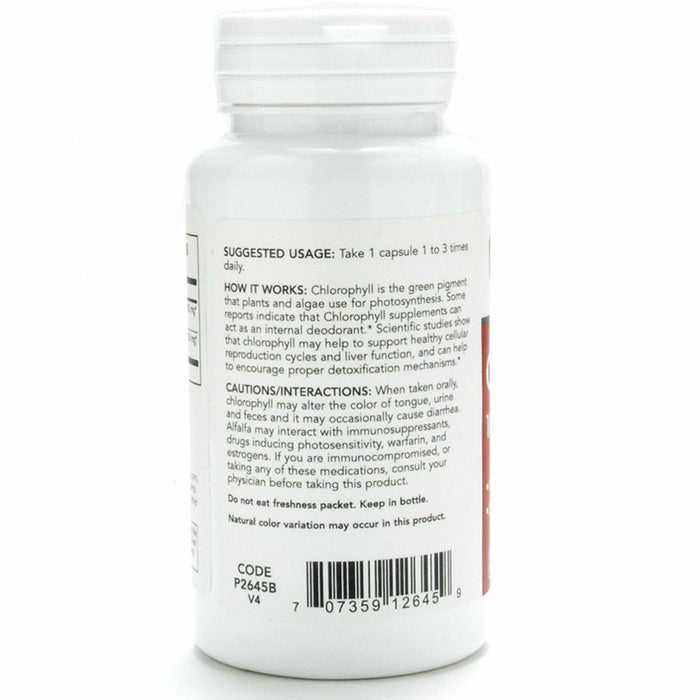Protocol for Life Balance Chlorophyll 100 mg 90 capsules label information panel