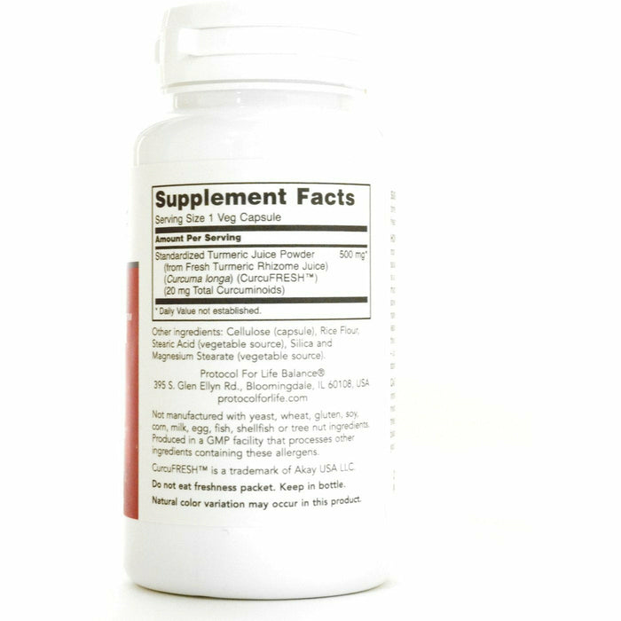 Protocol for Life Balance CurcuFRESH 60 capsules supplement facts label