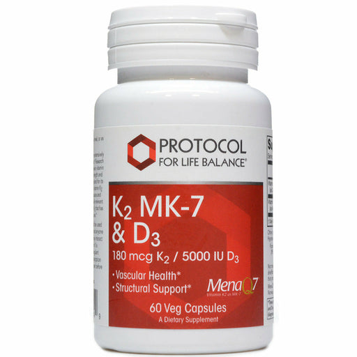 Protocol for Life Balance K2 MK-7 & D3, 60 capsules, front of bottle