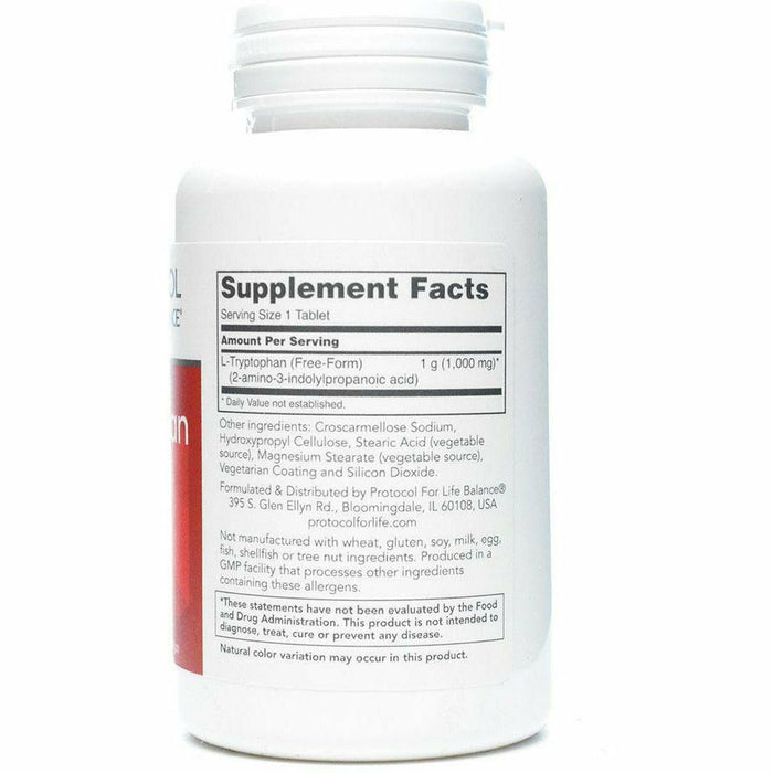 Front product image of L-Tryptophan 1000 mg 60 tablets by Protocol For Life Balance