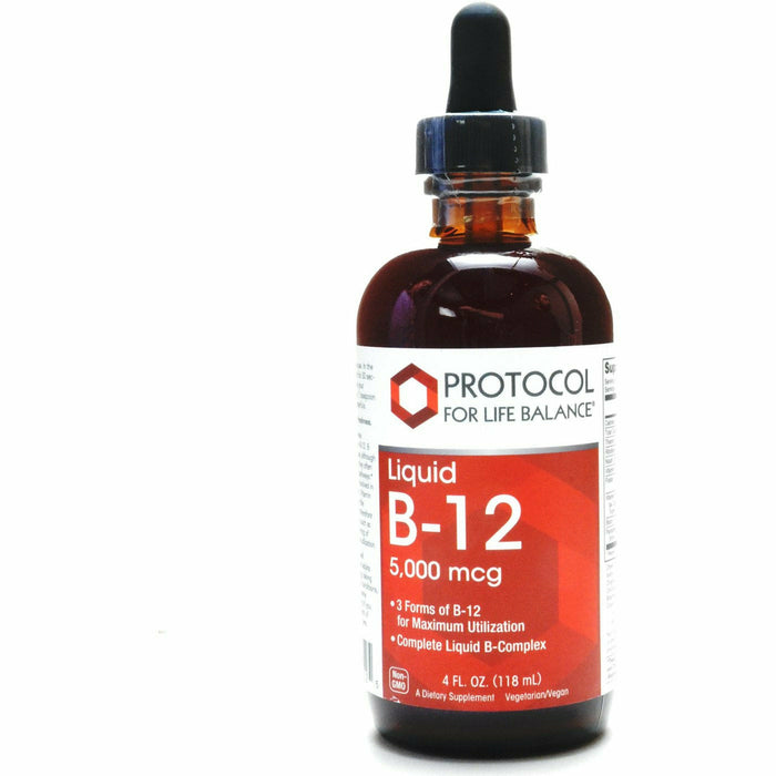 Protocol for Life Balance Liquid B-12 5000 mcg, 4 fl oz, front of dropper bottle