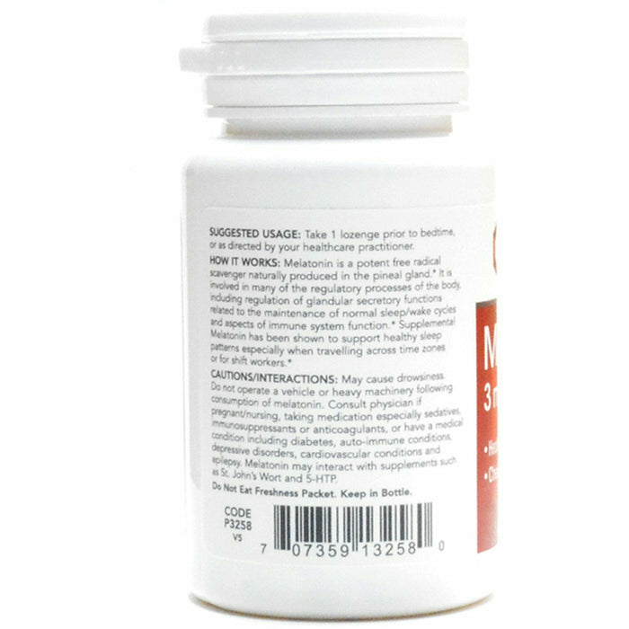 Product label image of Melatonin 3 mg 120 lozenges by Protocol For Life Balance