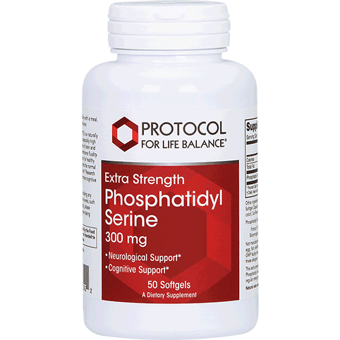 Protocol for Life Balance Phosphatidyl Serine 300 mg, 50 softgels, front of bottle