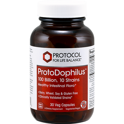 Protocol for Life Balance ProtoDophilus 100 Billion, 10 Strains, 30 capsules, front of bottle