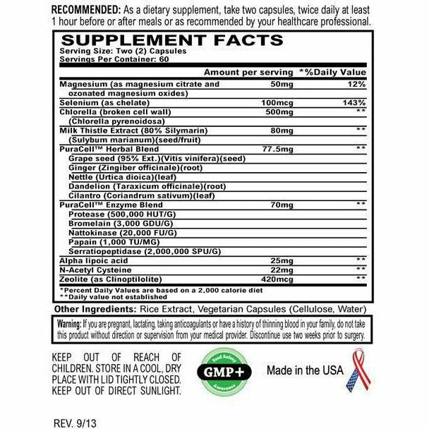 Supplement Facts, World Nutrition, Puracell 120 Vcaps