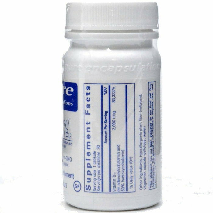 Pure Encapsulations Adenosyl/Hydroxy B12 90 capsules supplement facts label
