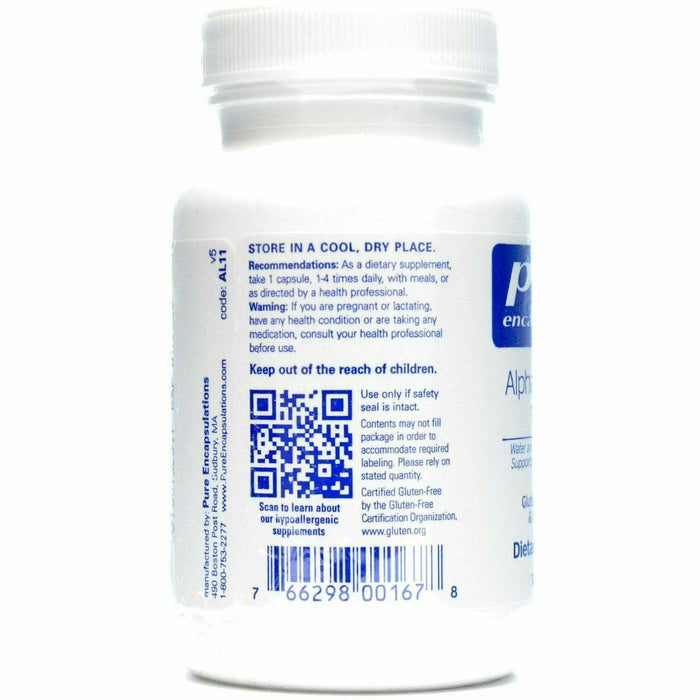Pure Encapsulations Alpha Lipoic Acid 100 mg 120 capsules suggested use label