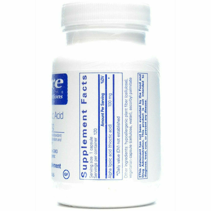 Pure Encapsulations Alpha Lipoic Acid 100 mg 120 capsules supplement facts label