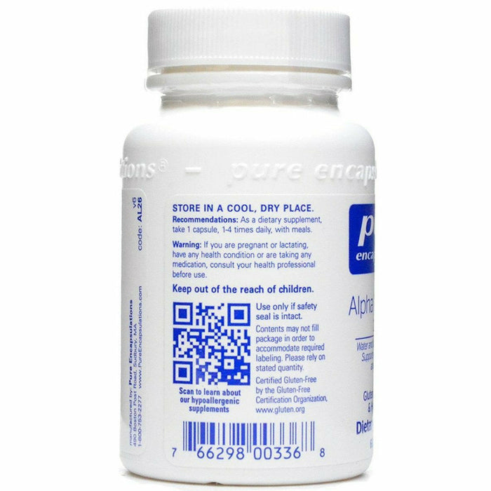Pure Encapsulations Alpha Lipoic Acid 200 mg 60 capsules label information panel