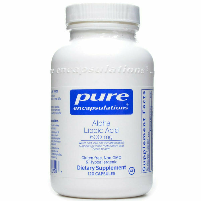 Pure Encapsulations Alpha Lipoic Acid 600 mg, 120 capsules, front of bottle