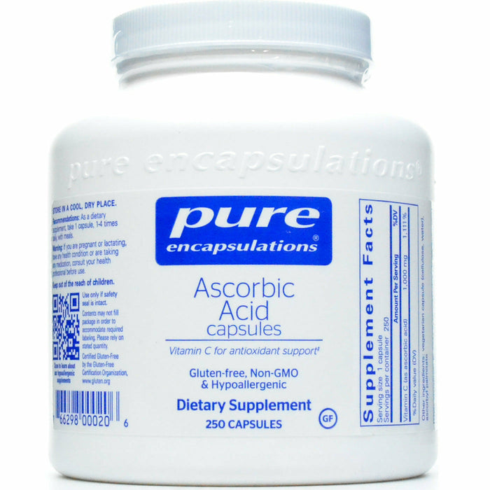 Pure Encapsulations Ascorbic Acid 1000 mg, 250 capsules, front of bottle