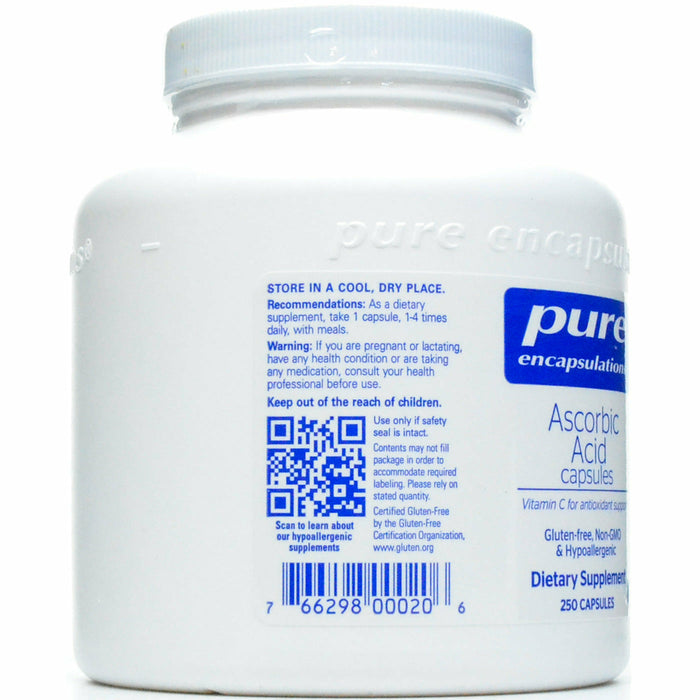 Pure Encapsulations Ascorbic Acid 1000 mg 250 capsules suggested use label