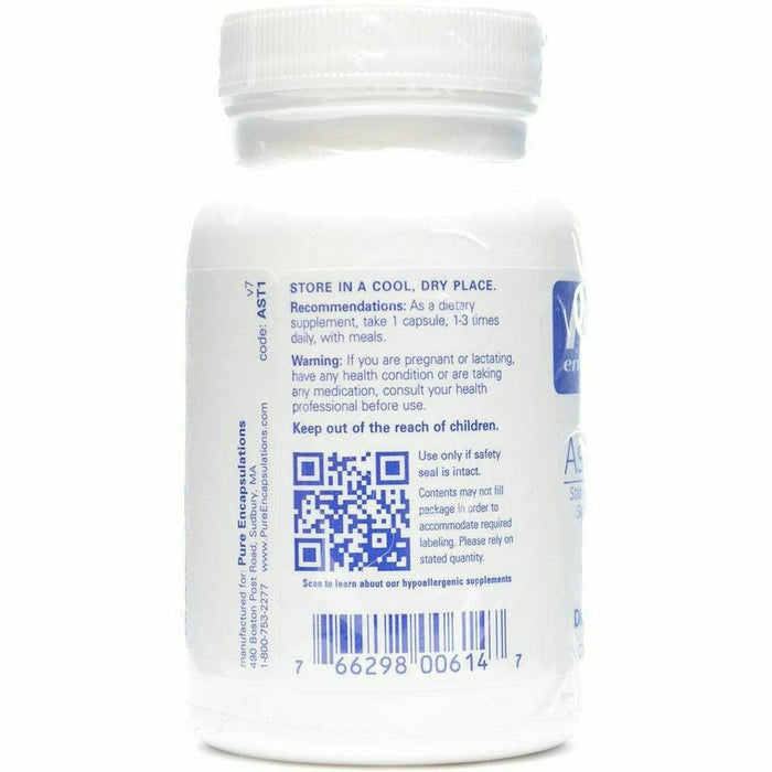 Pure Encapsulations Astaxanthin 4 mg label information panel