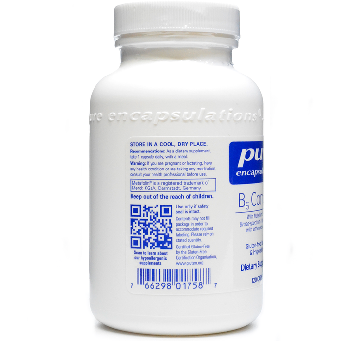 Pure Encapsulations B-6 Complex 120 capsules label information panel