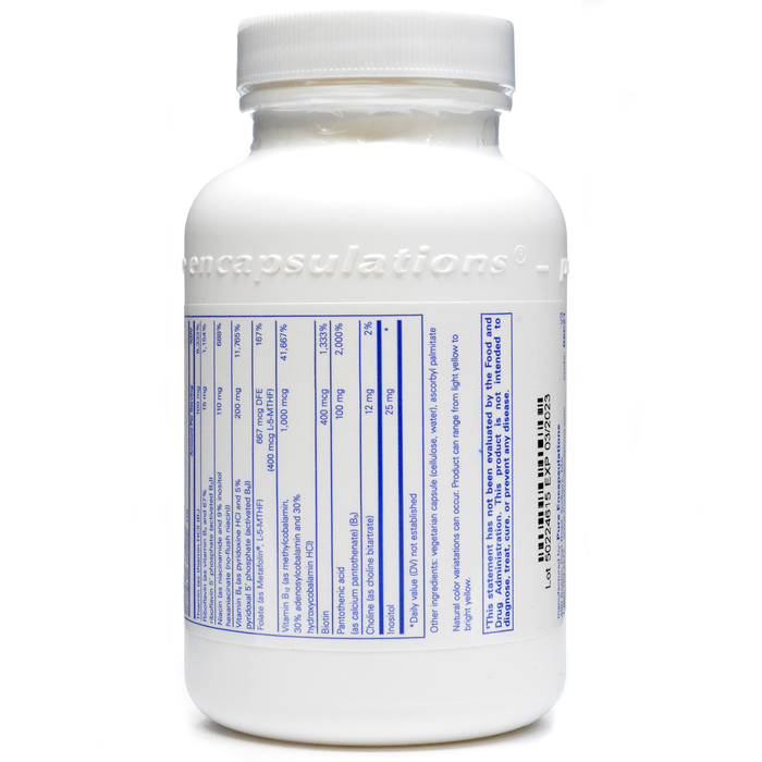 Pure Encapsulations B-6 Complex 120 capsules supplement facts label 2