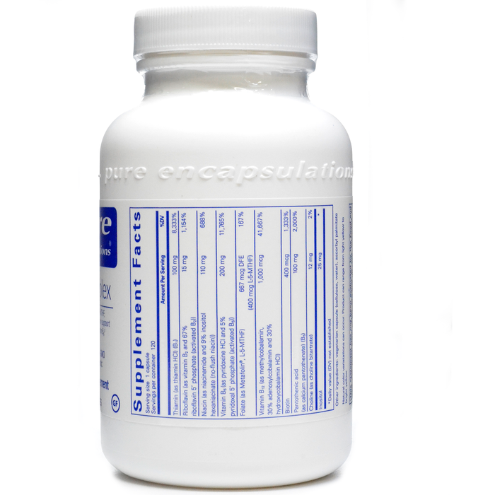 Pure Encapsulations B-6 Complex 120 capsules supplement facts label