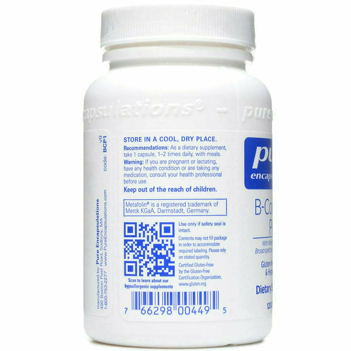 Pure Encapsulations B-Complex Plus 120 capsules label information panel
