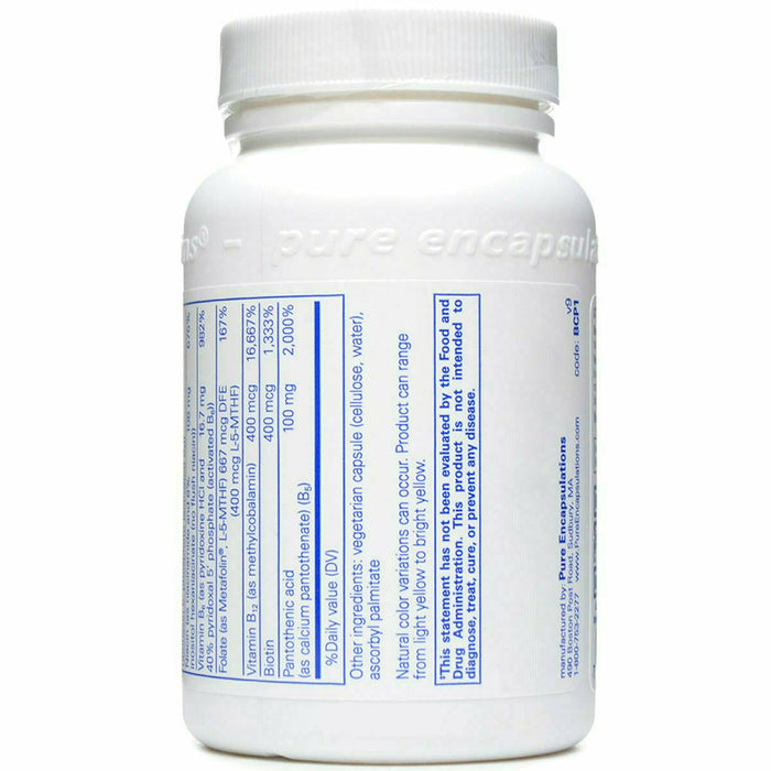 Pure Encapsulations B-Complex Plus 120 capsules supplement facts label 2