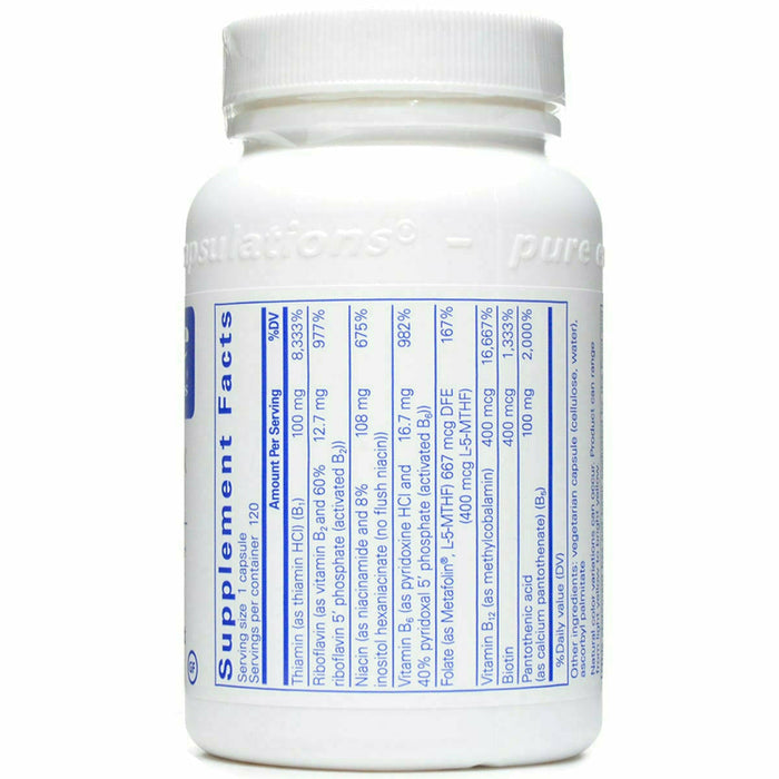 Pure Encapsulations B-Complex Plus 120 capsules supplement facts label
