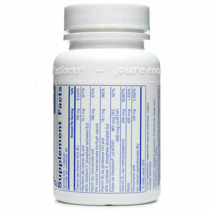 Pure Encapsulations B-Complex Plus 60 capsules supplement facts label