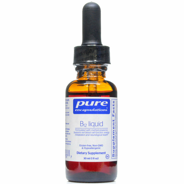 Pure Encapsulations B12 Liquid 1000 IU, 30 mL, front of dropper bottle