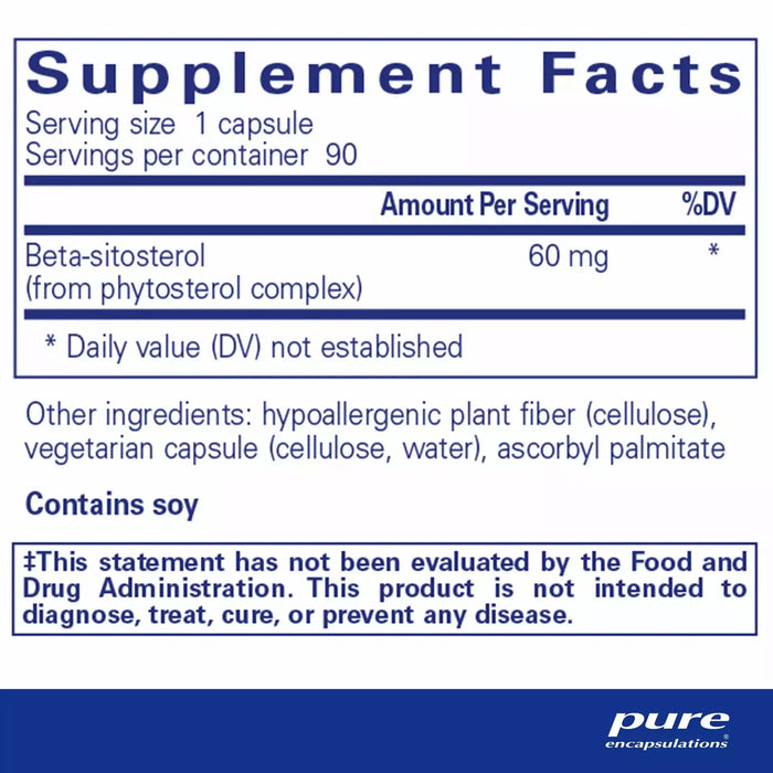 Pure Encapsulations, Beta-sitosterol 90 capsules Supplement Facts