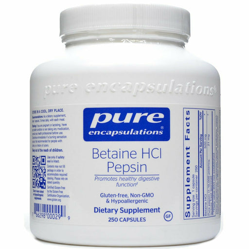 Pure Encapsulations Betaine HCL Pepsin, 250 capsules, front of bottle