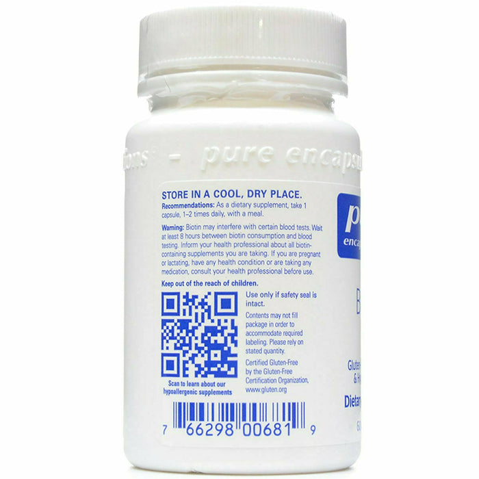 Pure Encapsulations Biotin 8 mg 60 capsules suggested use label