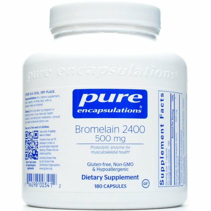 Pure Encapsulations Bromelain 2400 500 mg, 180 capsules, front of bottle