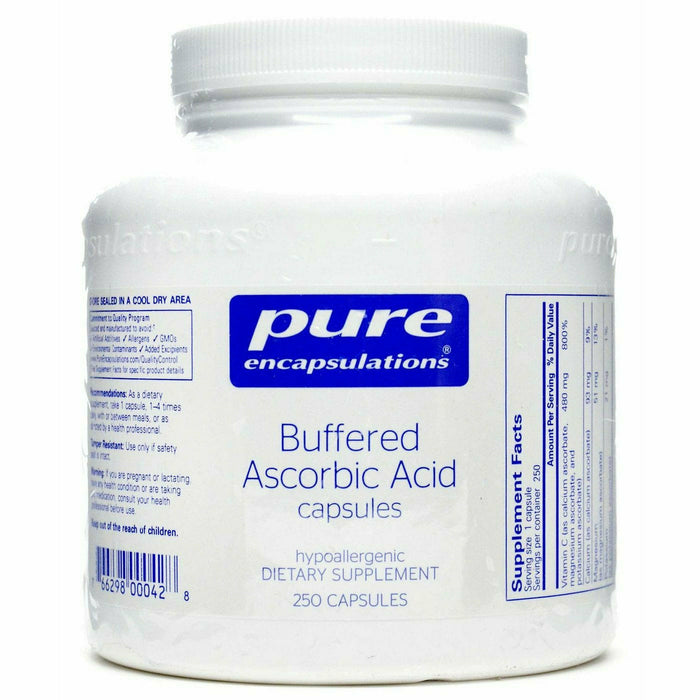 Pure Encapsulations Buffered Ascorbic Acid, 250 capsules, front of bottle