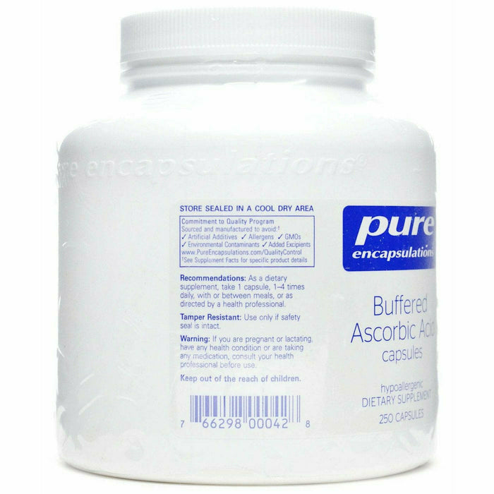 Pure Encapsulations Buffered Ascorbic Acid 250 capsules suggested use label