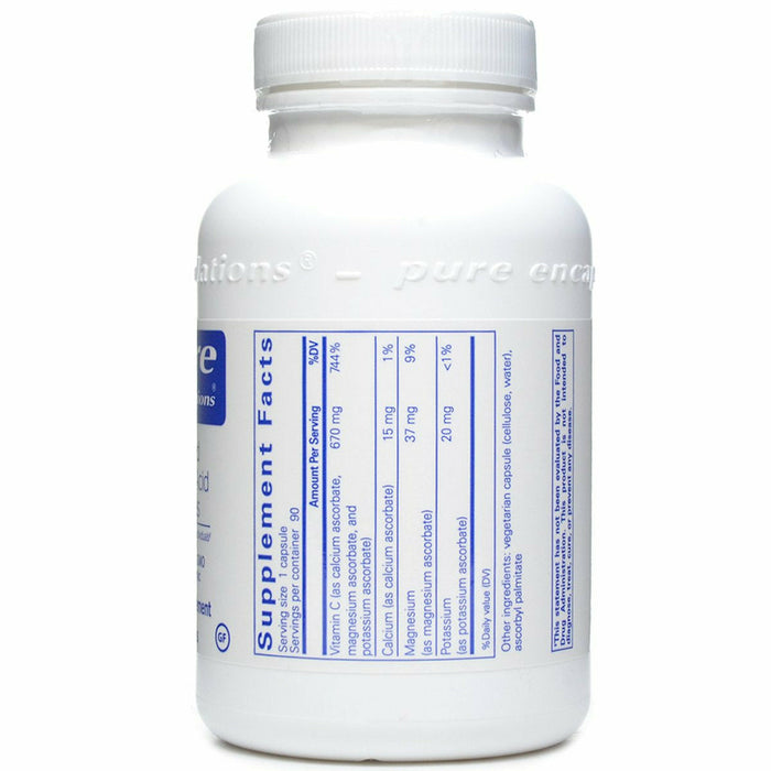 Pure Encapsulations Buffered Ascorbic Acid 90 capsules supplement facts label