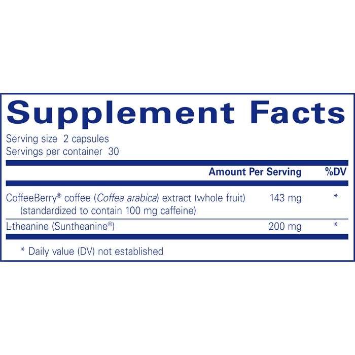 Pure Encapsulations CaffPhenol 60 capsules supplement facts label