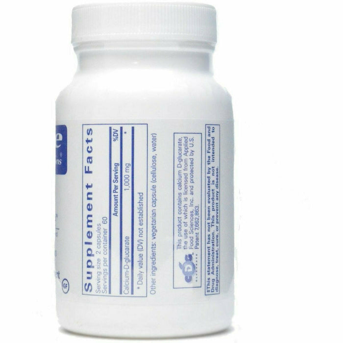 Calcium-d-Glucarate 500 mg 120 capsules by Pure Encapsulations, Supplement Facts label