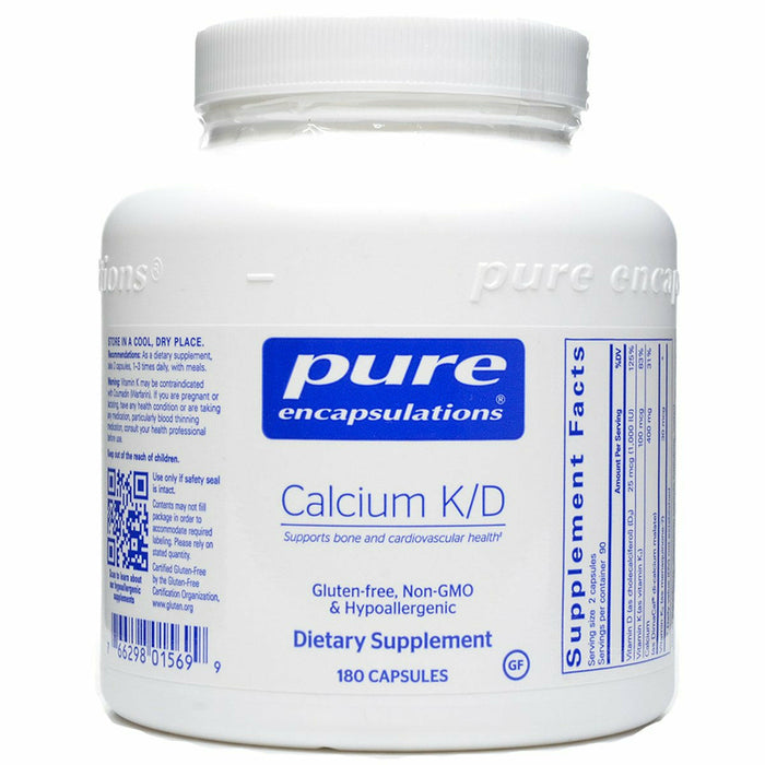 Pure Encapsulations Calcium K/D, 180 capsules, front of bottle