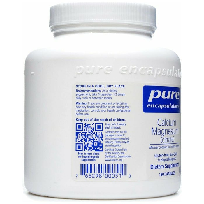 Pure Encapsulations Calcium Mag (citrate) 80 mg 180 capsules label information panel