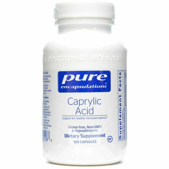 Pure Encapsulations Caprylic Acid 800 mg, 120 capsules, front of bottle