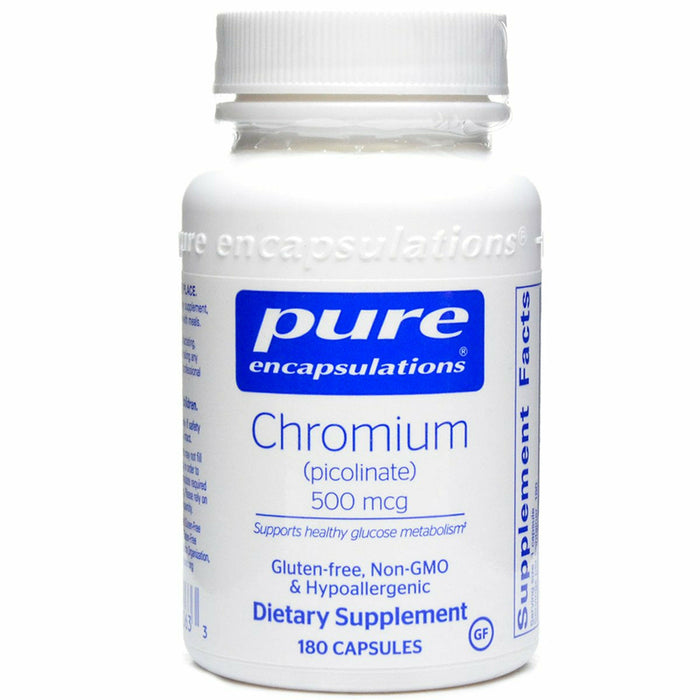 Pure Encapsulations Chromium (picolinate) 500 mcg, 180 capsules, front of bottle