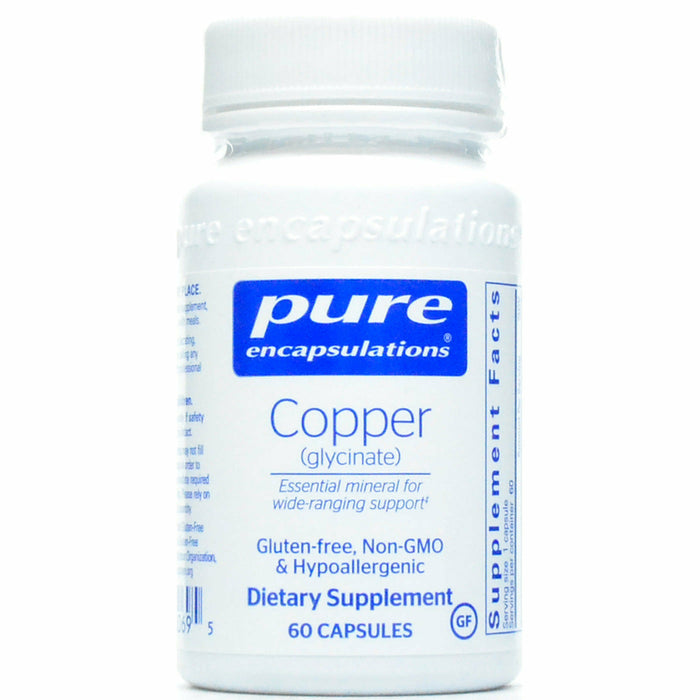 Pure Encapsulations Copper (glycinate) 2 mg, 60 capsules, front of bottle