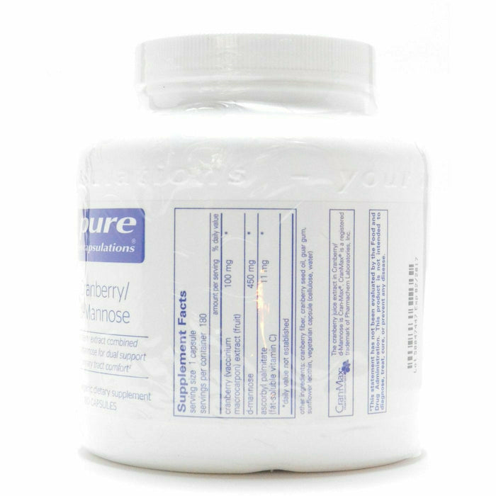 Pure Encapsulations Cranberry/d-Mannose 180 capsules supplement facts label