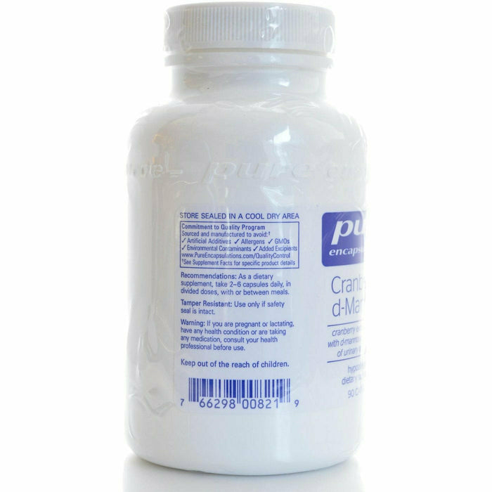 Pure Encapsulations Cranberry/d-Mannose 90 capsules suggested use label