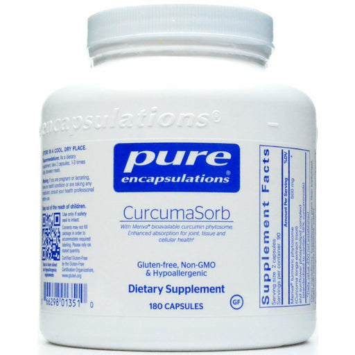 Pure Encapsulations CurcumaSorb (Meriva), 180 capsules, front of bottle