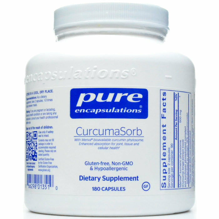 Pure Encapsulations CurcumaSorb (Meriva), 180 capsules, front of bottle