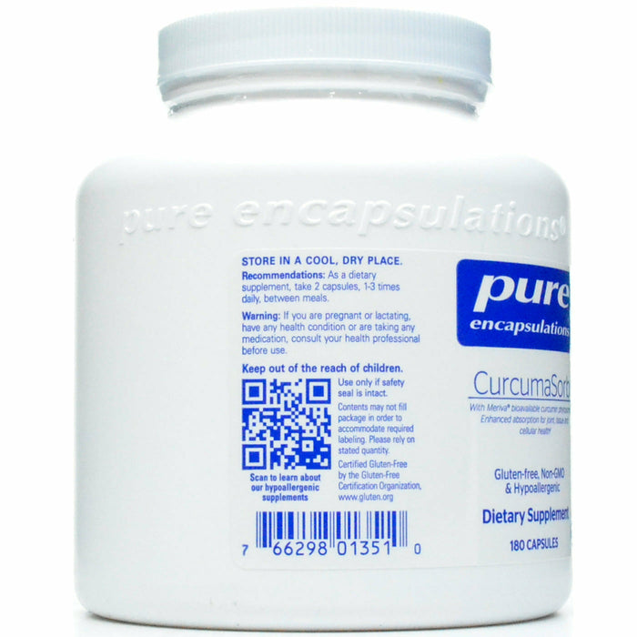 Pure Encapsulations CurcumaSorb (Meriva) 180 capsules suggested use label