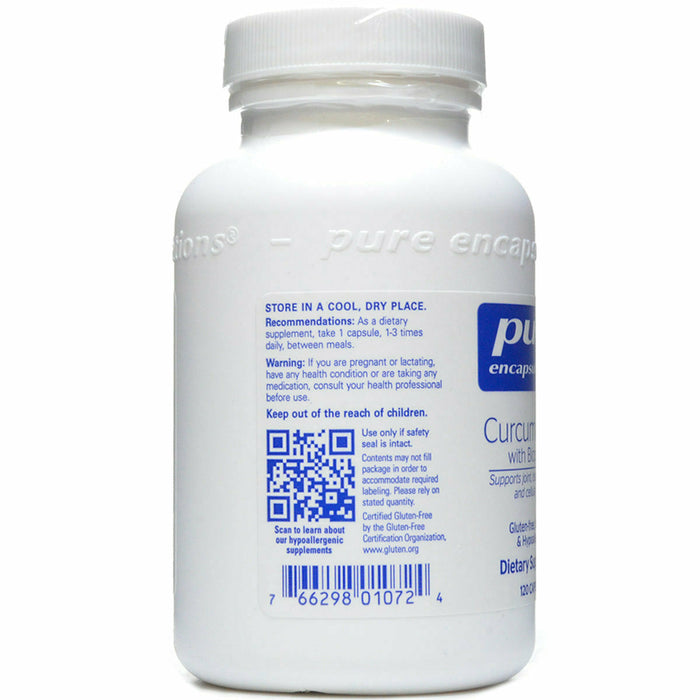 Pure Encapsulations Curcumin 500 with Bioperine 120 capsules label information panel