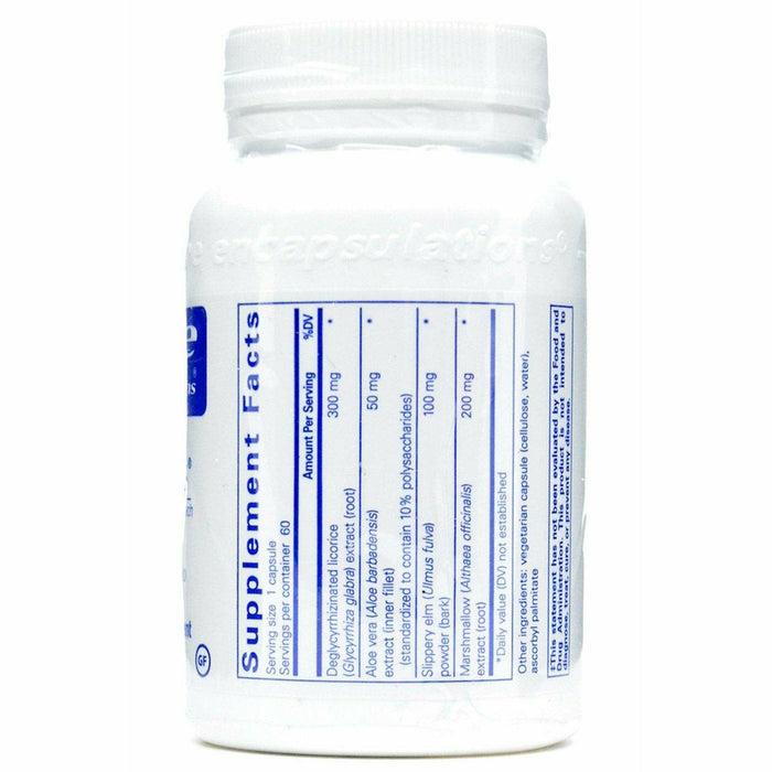 Pure Encapsulations DGL Plus 60 capsules supplement facts label