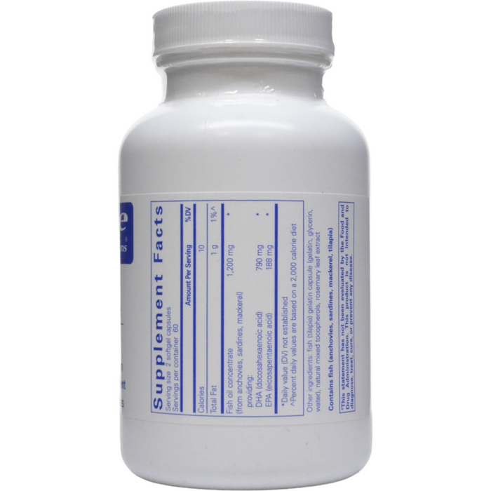 Pure Encapsulations DHA Ultimate 120 softgels supplement facts label
