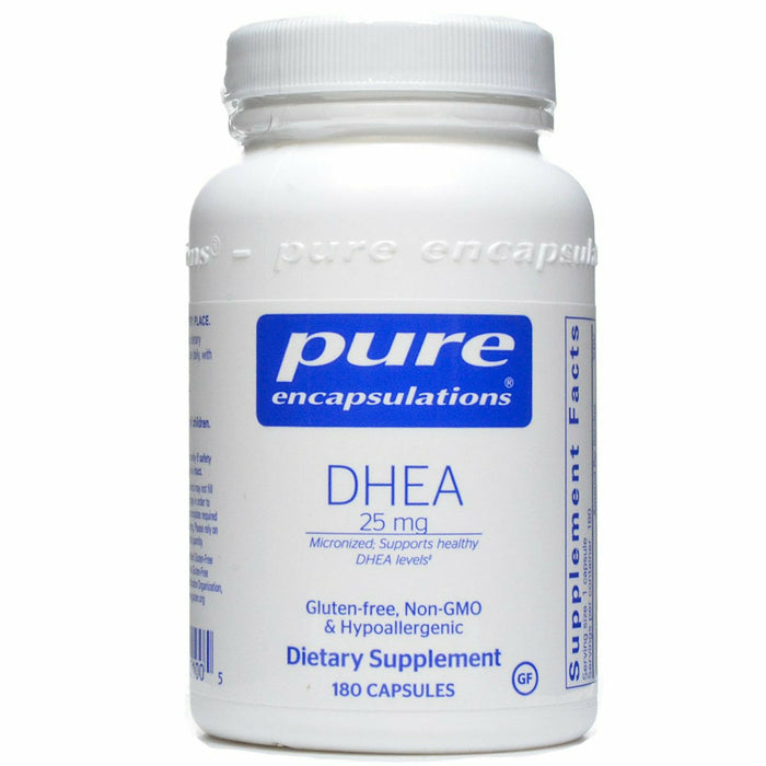 Pure Encapsulations DHEA (micronized) 25 mg, 180 capsules, front of bottle